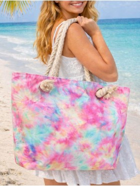 Canvas Tie Dye Print Shoulder Tote